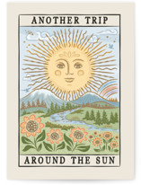 Golden sun tarot birthday card Individual Birthday Greeting Cards