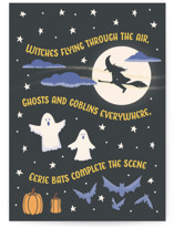 Halloween Bats and Witches Individual Seasonal Greeting Cards