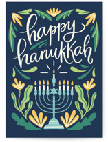 Happy Hanukkah with flowers Individual Seasonal Greeting Cards