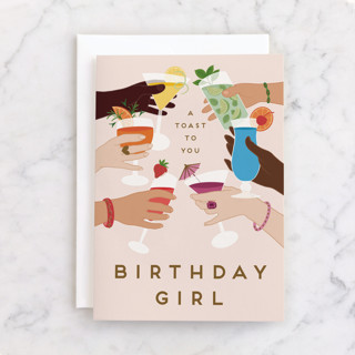 A toast to the birthday girl Individual Feminine Birthday Greeting Cards