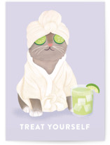 Treat Yourself Kitty! Individual Feminine Birthday Greeting Cards