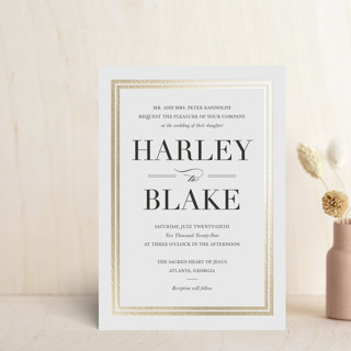 Gilded Frame Foil-Pressed Petite Wedding Invitations