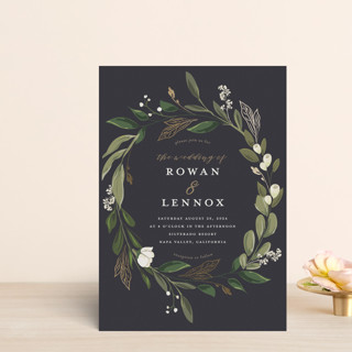 Greenery Crown Foil-Pressed Petite Wedding Invitations