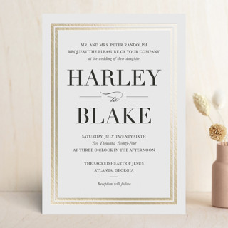 Gilded Frame Foil-Pressed Wedding Invitations