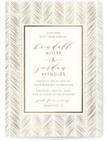 elegant herringbone Foil-Pressed Wedding Invitations