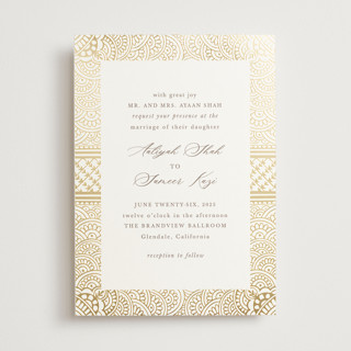 Gilded Henna Foil-Pressed Wedding Invitations