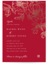 Double Peony Foil-Pressed Wedding Invitations