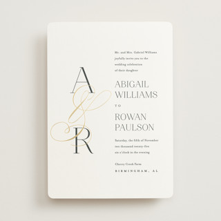 Initialed Foil-Pressed Wedding Invitations