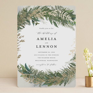 Fresh Vines Foil-Pressed Wedding Invitations