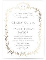 Delicate Vine Foil-Pressed Wedding Invitations