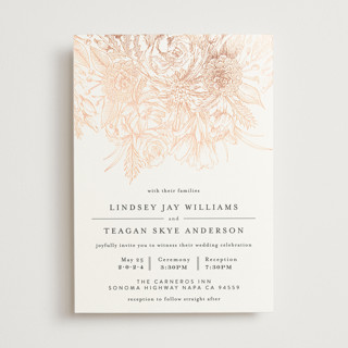 Sketched Bouquet Foil-Pressed Wedding Invitations
