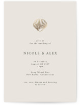 Simple Seashell Foil-Pressed Wedding Invitations