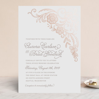 Floral Embroidery Foil-Pressed Wedding Invitations