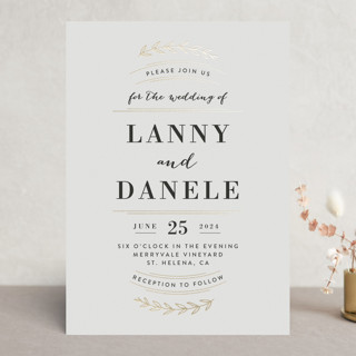 Elegant Announcement Foil-Pressed Wedding Invitations