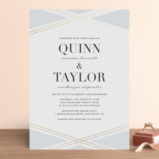 Modern Ribbon Foil-Pressed Wedding Invitations
