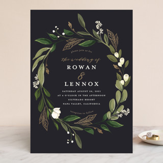 Greenery Crown Foil-Pressed Wedding Invitations