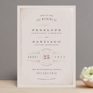 Art Deco Border Foil-Pressed Wedding Invitations