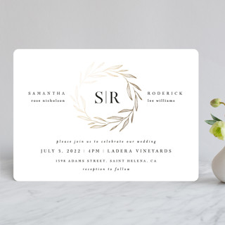 Chic Wreath Foil-Pressed Wedding Invitations