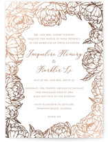 Blooming Peonies Foil-Pressed Wedding Invitations