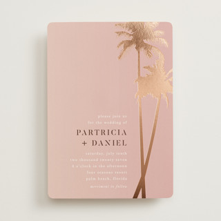 Sunset by the Sea Foil-Pressed Wedding Invitations