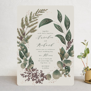 evergreen Foil-Pressed Wedding Invitations