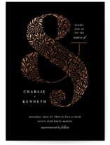 Floral Ampersand Foil-Pressed Wedding Invitations