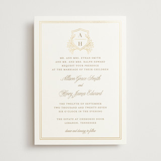 Chic Monogram Foil-Pressed Wedding Invitations