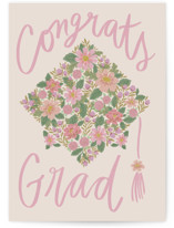 floral cap Individual Graduation Greeting Cards