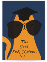 Cool Cat Cool Hat Individual Graduation Greeting Cards
