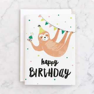 Party Sloth Individual Kid's Birthday Greeting Cards