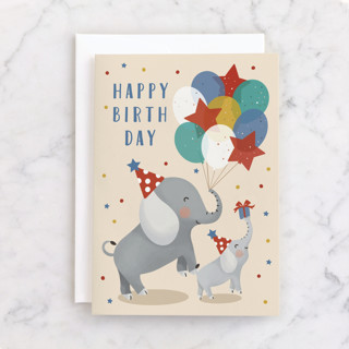 birthday elephants Individual Kid's Birthday Greeting Cards