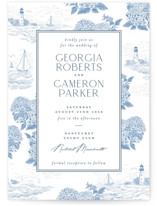 Coastal Toile Wedding Invitations