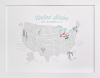 You Are Here American Map Children's Art Prints
