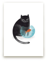 Black Cat and goldfish by Farinaz Vaseghi