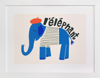 French Elephant Children's Art Prints