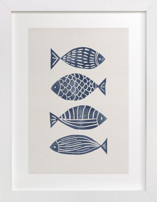 Linocut Fishes Children's Art Prints