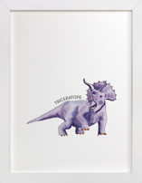 Watercolor Dino Party Triceratops Children's Art Prints
