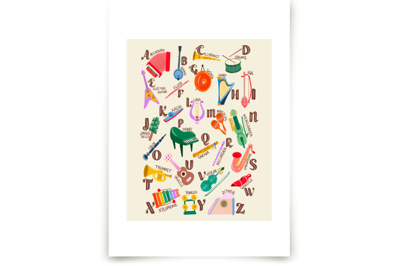 Musical Alphabet Children's Art Prints by DorothyDear Creations