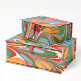 Hand-Marbled Keepsake Box Set in Marais - Large Keepsake Boxes