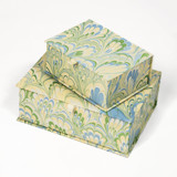 Hand-Marbled Keepsake Box Set in Seaglass Peacock - Small Keepsake Boxes