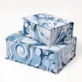 Hand-Marbled Keepsake Box Set in Ocean Wave - Set of 2 Keepsake Boxes