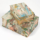 Hand-Marbled Keepsake Box Set in Flatiron Feathers - Large Keepsake Boxes