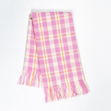 Abigail Bubblegum Plaid Handwoven Cotton Kitchen Towel Tea Towels
