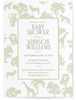 Safari Toile Letterpress Baby Shower Invitations