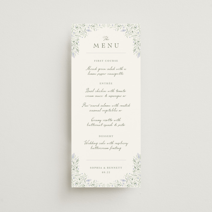 Delicate Vines Long Menus by Kristen Smith | Minted