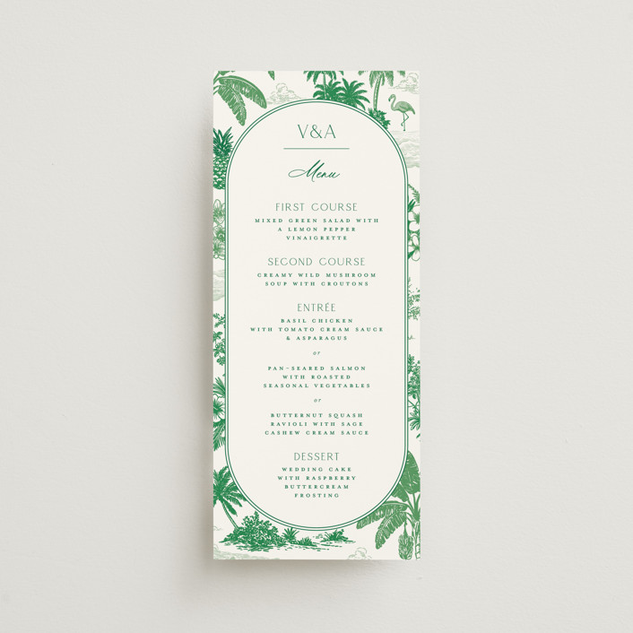 Tropical Toile Long Menus by Jenna Holcomb | Minted