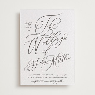 Lovely Script Letterpress Wedding Invitations