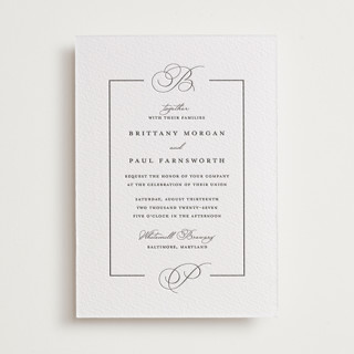 Monogram Border Letterpress Wedding Invitations