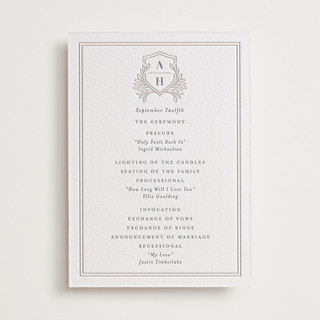Chic Monogram Letterpress Programs