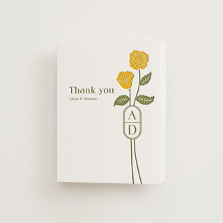 cottage flowers Letterpress Wedding Thank You Cards